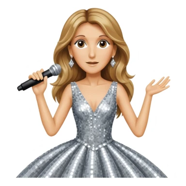 celin dion is singing with mirco and twinkle dresss sticker