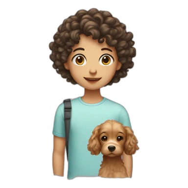 short hair boy with long hair girl with curly dog sticker