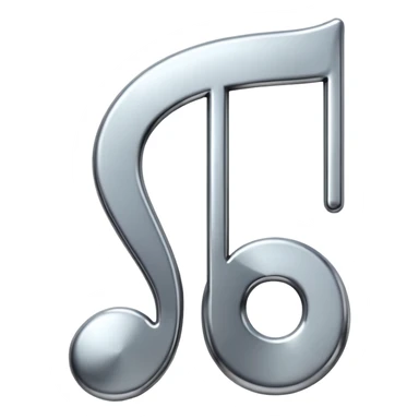 music note with a chromic metal texture, no gold sticker