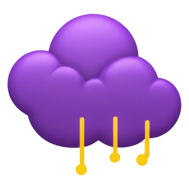 a purple cloud with yellow action lines coming out of it sticker