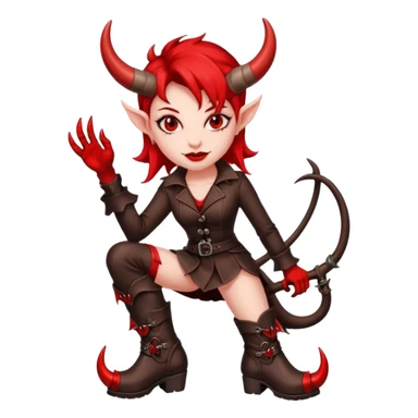 I need a female devil wearing leather boots emoji sticker