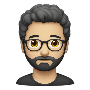 sad white boy with glasses black straight hair beard sticker