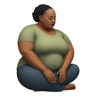 Plus size bald black woman meditating sticker