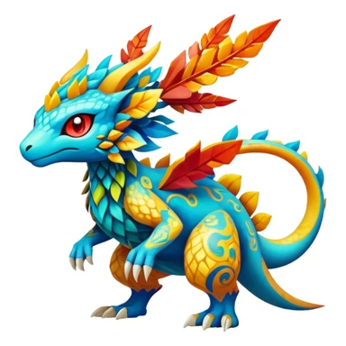 Elemental Exotic Colorful Fantasy Pokémon-Fakémon-hybrid-creature (full body) sticker