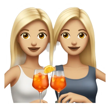 Two girls one blonde and one brown hair drinking aperol sticker