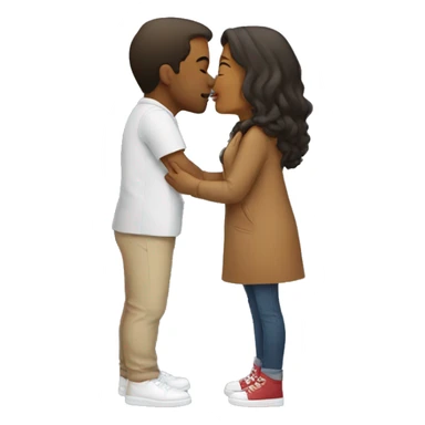 romantic kiss in casual attire sticker