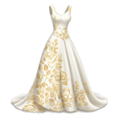 White and gold wedding dress with floral pattern on it  sticker