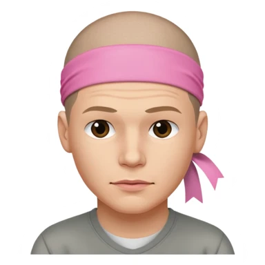 Micheal scofield looks to the side with his lips pursed with a pink ribbon on his head sticker