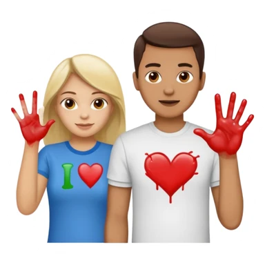 man has a shirt that says i love to finger paint and the womans shirt says am paint sticker