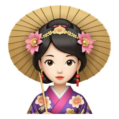 Japanese Princess  with paper umbrella sticker
