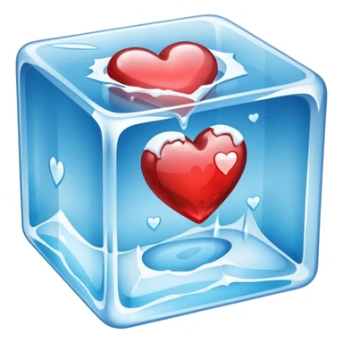 ice heart in cube ice sticker