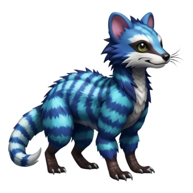 Sharp realistic Colorful translucent glowing Trico-Sergal-Furret-Ferret-Wolverine-Vernid-furry-fursona-fusion-Fakemon-animal-hybrid-creature, full body sticker