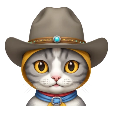 Gray short hair cat head only wearing different cowboy hat sticker