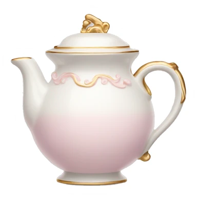 White porcelain tea pot with light pink and gold details  sticker