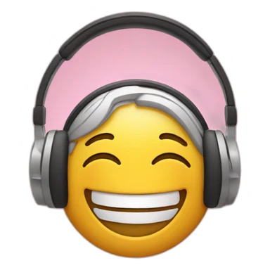 Happy emoji using headphones enjoying music sticker