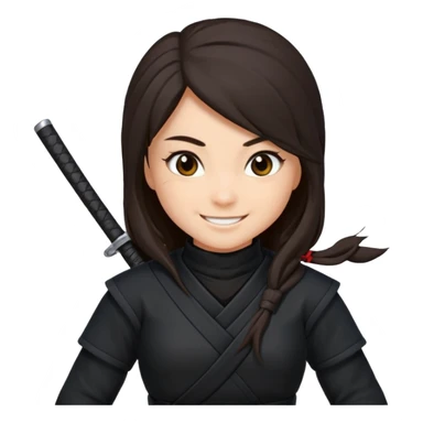 i need girl ninja smile with long dark brown hair sticker