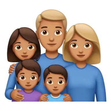 emoji of a family of 5: one adult, four children sticker