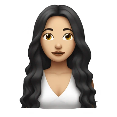light-skinned woman with dark long hair exhales and closes her eyes sticker