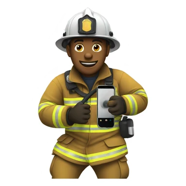 Firefighter charging his phone  sticker