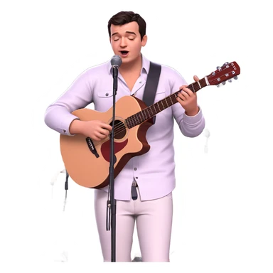 boy playing guitar with microphone sticker