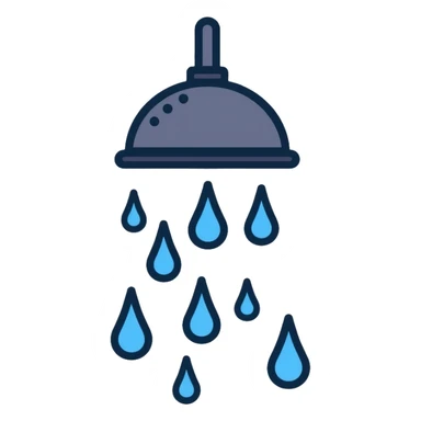shower head with water drops sticker