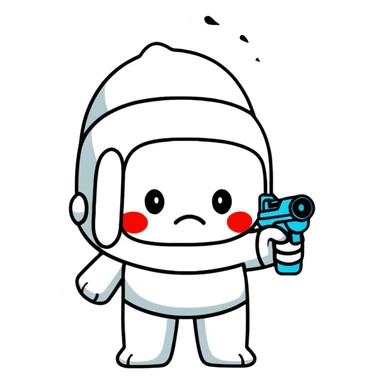 sad face with water gun to head sticker