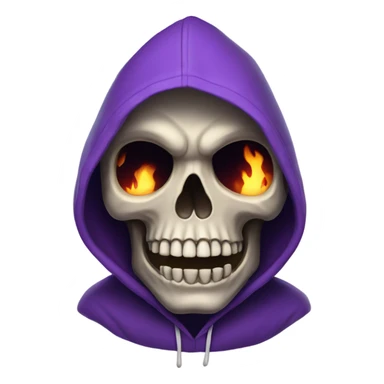 A skull with hoodie and purple flames sticker