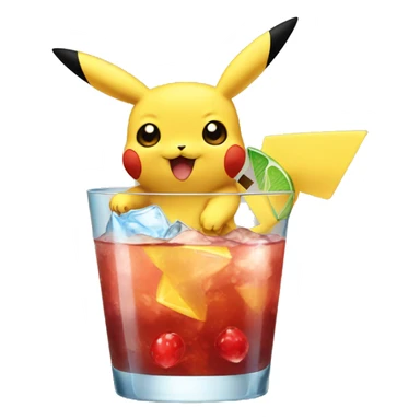 pikachu drinking cocktail sticker