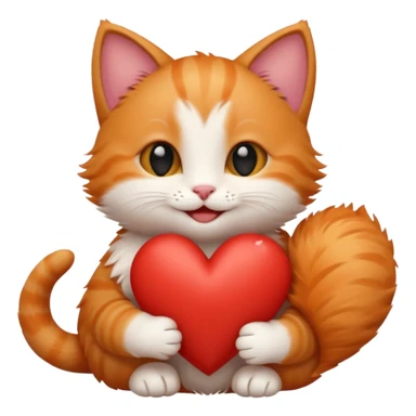 The ginger kitten is hugging a heart, very happy and smiling. sticker