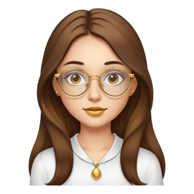 pretty girl with long brown hair, gold glasses and gold nose ring  sticker