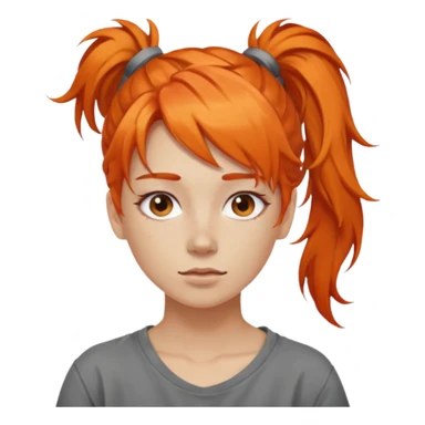 Artist with messy ponytail orange hair sticker