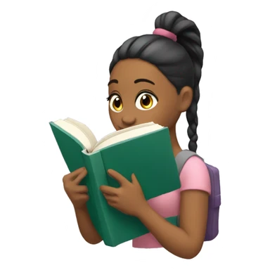 girl with ponytail reading a book  sticker