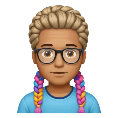 colorful braided hair man with glasses sticker
