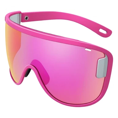 sporty pink shield visor sunglasses with extra thick frame and side protection, wraparound design, massive build, one-piece lens sticker