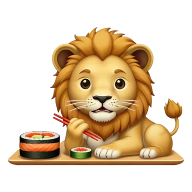 Lion eating sushi  sticker