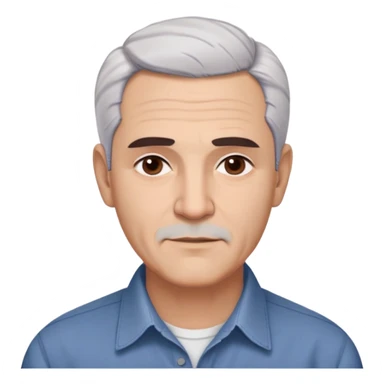 Puerto Rican actor René Monclova with round face, wide jaw, light skin. Expressive dark brown eyes, thick eyebrows. Short gray/white hair with receding hairline. Clean-shaven. Friendly expression. Wearing a dark button-down shirt. Distinguished older man with charismatic appearance. sticker