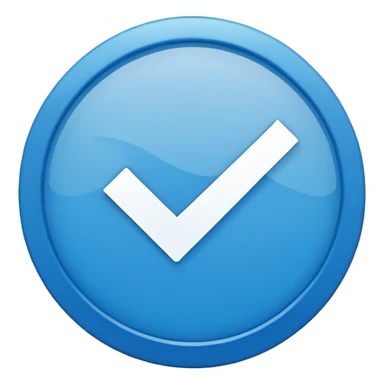 A check mark in a blue circle sticker