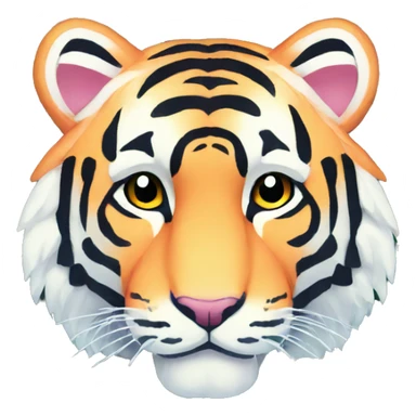 Pixel art of a pastel tiger wearing tropical flowers and leaves sticker