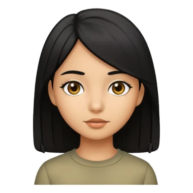 Olive skin girl with medium straight black hair  sticker