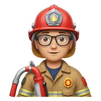 Fireman with glasses fire sticker