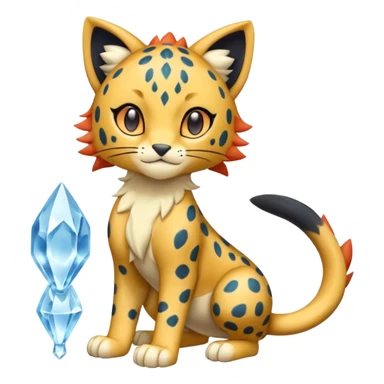 Icy Elemental Pawny Cute Innocent Liepard-Amaura-Litten-Sprigatito-Pokémon-fusion-creature (full body) sticker