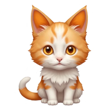 full body of very small + skinny ginger and white kitten with deep orange eyes and triangular shaped face sticker