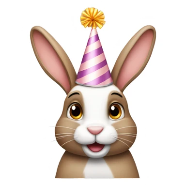 Rabbit with a birthday hat sticker
