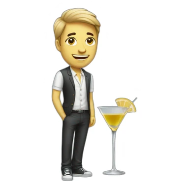Drunk young guy with martini sticker