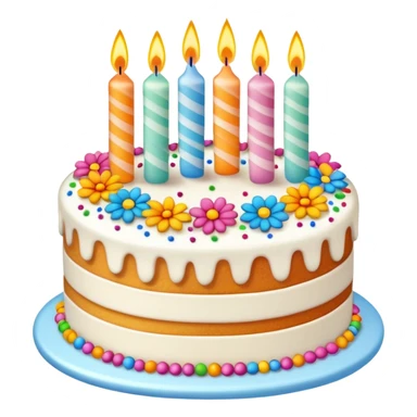 день рождения торт и цветы и свечи sticker