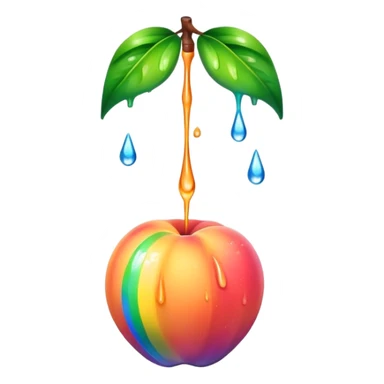 Wet rainbow dripping peach sticker