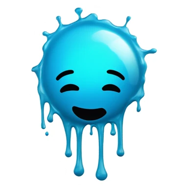 Glowing shiny Cyan blue goo splash splatter drip sticker