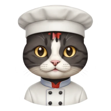 black chef cat wearing a tall white chef hat sticker