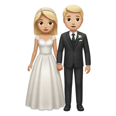 A Blonde girl with light brown skin in wedding dress with  a white man next too her with a suit on sticker
