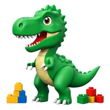 A cute green t-rex building with LEGO bricks sticker